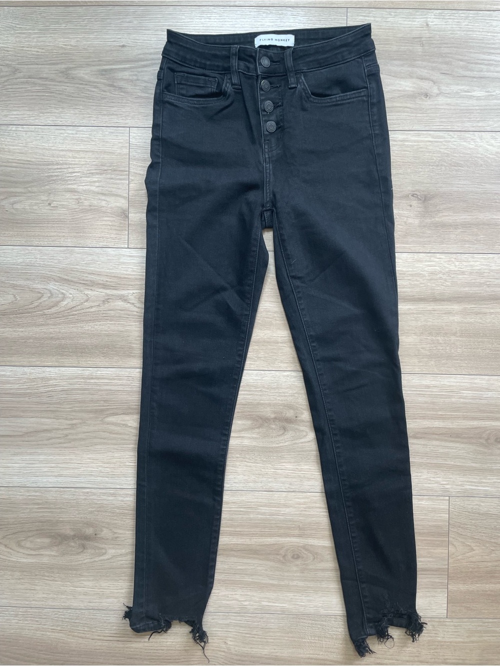 Flying Monkey Black Button-Fly High-Rise Skinny Jeans